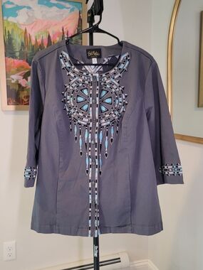 BOB MACKIE Wearable Art Southwest Dream Catcher Embroidered Jacket Women's 2X